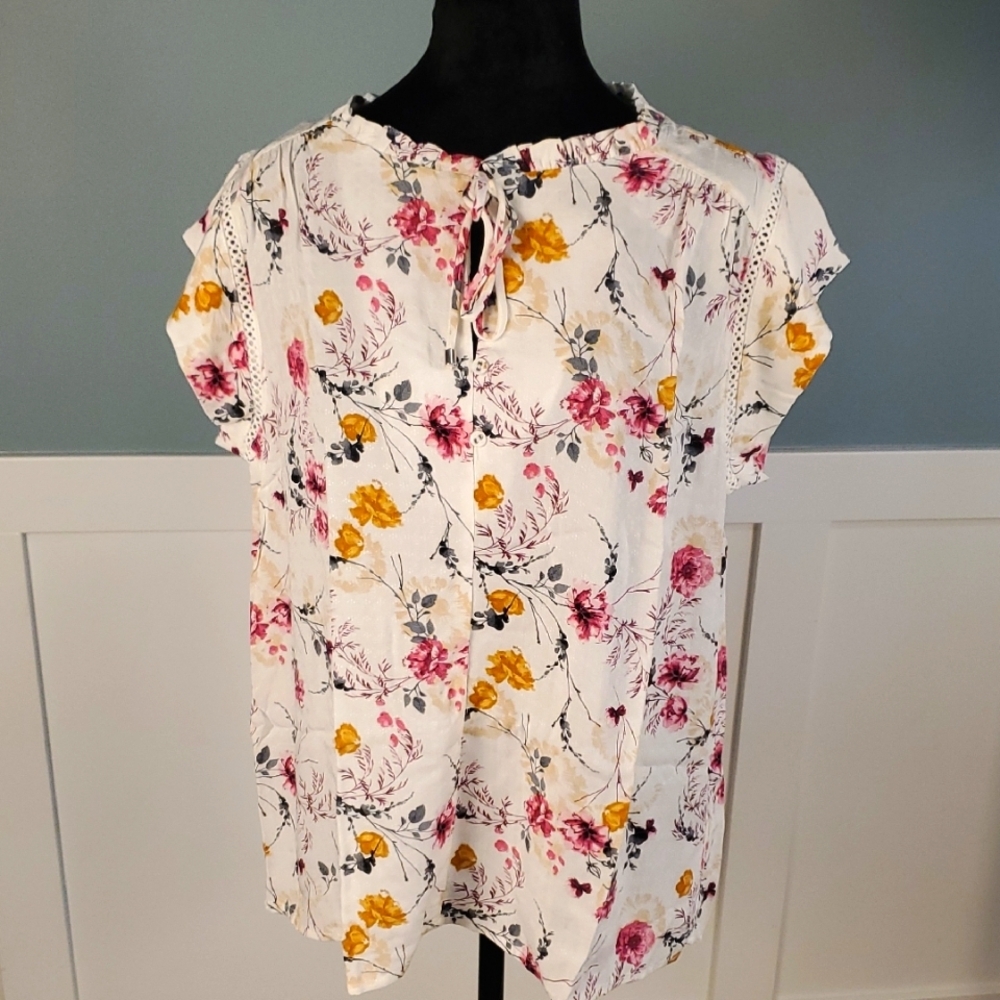 Buffalo David Bitton Floral Viscose Top Blouse M